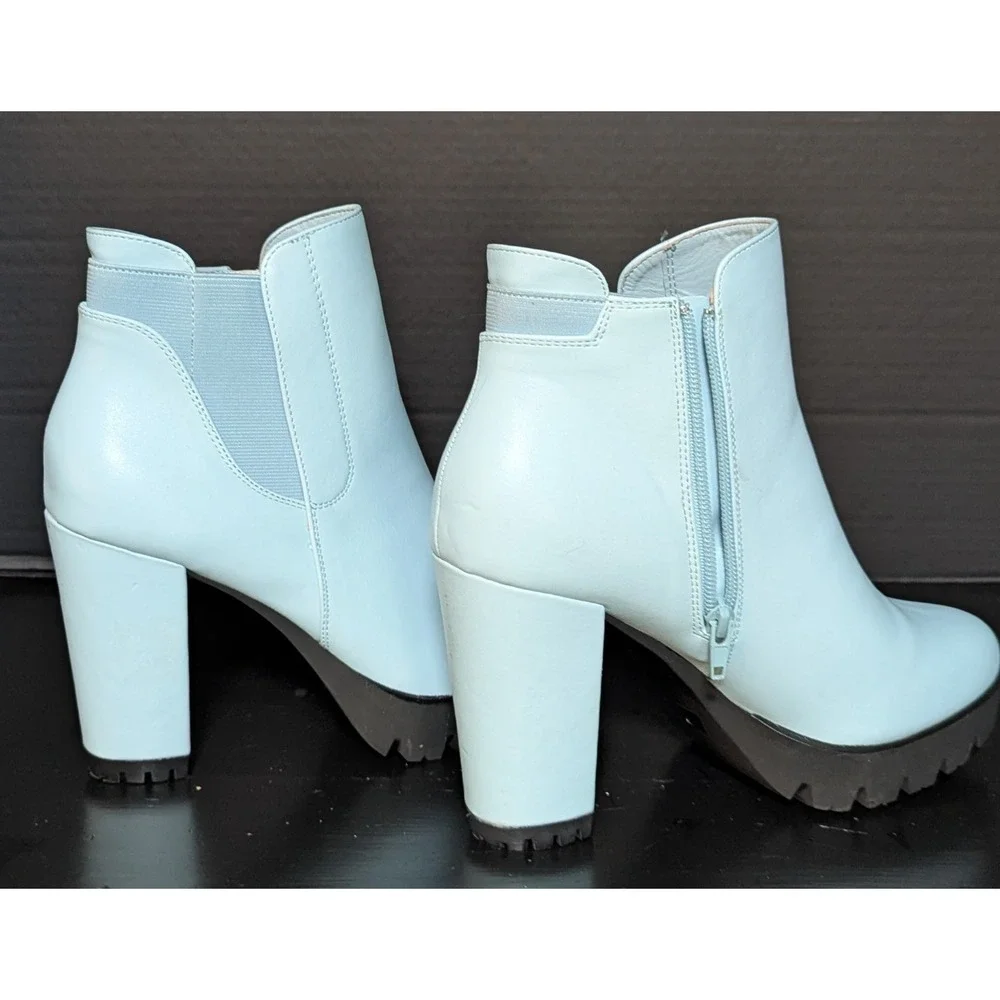 Allegra‎ K Platform Ankle Boots Size 9 Sky Blue Zippered Block Heel 4